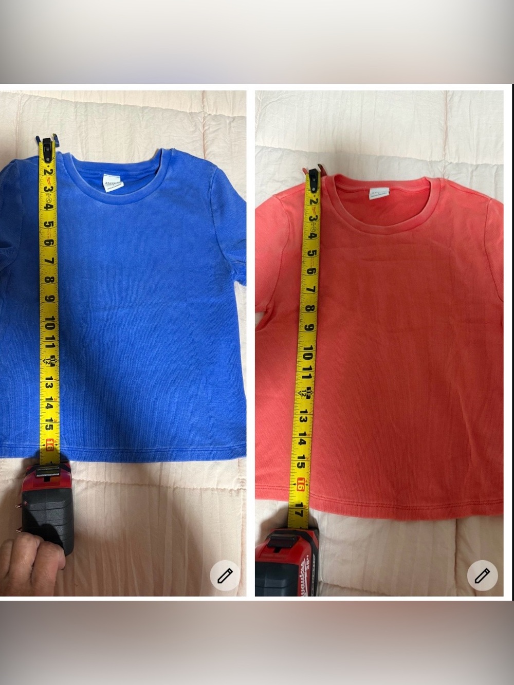 NWOT Aritzia Short Sleeve Ribbed Coral and Blue Crewneck Tee